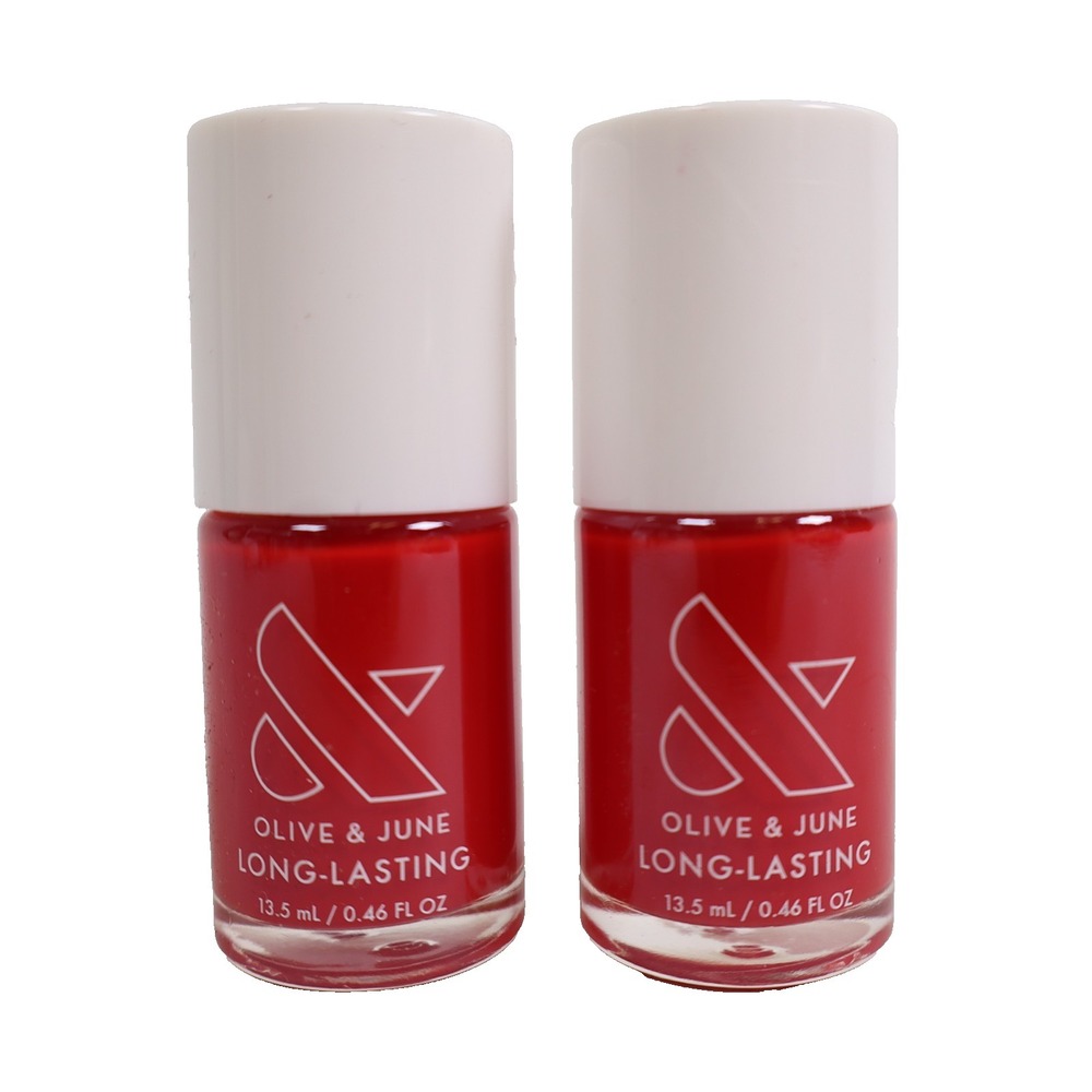 2 PACK Olive & June Long Lasting Summer Nail Polish Plump Gel-Like CV Cherry Red